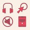 Set Tablet, Headphones, Arrow cursor and Speaker mute icon. Vector
