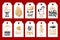 Set of tags with hand written Christmas phrases.Vector labels with New Year symbols drawings.