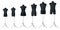 Set tailor mannequins black color on white background. Mannequins form body women, men and children. Silhouette people