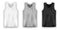 Set of tank top in white, gray and black colors. Men vest underwear