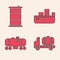 Set Tanker truck, Barrel oil, Oil tanker ship and Oil railway cistern icon. Vector