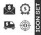 Set Target with dollar, Envelope with coin dollar, Armored truck and Price tag with dollar icon. Vector