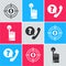 Set Target with dollar, Hand touch and tap gesture and Telephone handset and speech bubble chat icon. Vector