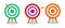 Set of target on white background. Variety vector target in flat style. The arrow hit right in the center of the point