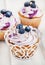 Set of tasty blueberry cupcakes