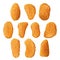Set of tasty chicken nuggets icons on white