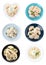 Set of tasty dumplings isolated on white