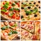 Set of tasty Italian pizzas, closeup