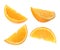 Set with tasty ripe slices of orange on white background