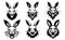 Set of tattoos or logos in the form of rabbit heads