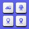 Set Taximeter device, Location taxi car, and icon. White square button. Vector