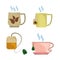 Set of tea cups teabag herbal fresh beverage icons