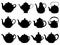 Set of teapots silhouette vector art