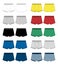 Set of technical sketch boxer shorts. Underpants isolated on white background