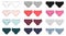 Set of technical sketch of briefs for girls. Female underpants. White, grey, black, blue, milk, pink, red, colors melange and