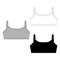 Set of technical sketch girl sport bra. Women`s underwear top design template