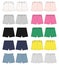 Set of technical sketch women`s classic shorts pants design template.