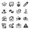 Set of Technology icons, such as 5g internet, Settings blueprint, Pencil symbols. Vector
