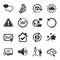 Set of Technology icons, such as Loud sound, Verified mail, Refresh bitcoin symbols. Vector