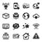 Set of Technology icons, such as World planet, Analytics graph, Cloud protection symbols. Vector