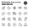 Set of Technology outline icons. Contains icons as Fake news, Logistics network and 360 degrees elements. Vector