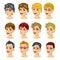 Set of teenager avatar expressions with different hairstyles