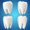 Set teeth, concept dental care isolated on blue background, for your design project, 3D rendering