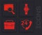 Set Telephone 24 hours support, Search in a browser window, Wrist watch and Briefcase icon. Vector