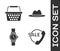 Set Telephone 24 hours support, Shopping basket, Wrist watch and Man hat with ribbon icon