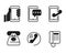 Set of telephone and cellphone icon in simple black design