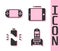 Set Telephone, Portable video game console, Broken battery and Graphic tablet icon. Vector