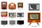 Set of television history timeline or evolution television receiver concept.