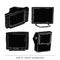 Set Televisions, vintage, vector illustration black color,