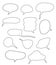 Set template cloud comic dialogue isolated on white hand drawn cartoon illustration