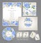 Set of templates for celebration, wedding. Blue flowers.