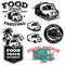 Set of templates, design elements, vintage style emblems for food truck