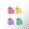 Set of templates realistic package for bottles with pump dispenser. Plastic containers with hand gel shower or liquid soap.