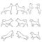 Set of ten dog outlines