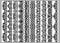 Set of ten seamless endless decorative lines. Indian decoration border elements patterns in black and white colors. Could be use