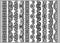 Set of ten seamless endless decorative lines. Indian decoration border elements patterns in black and white colors. Could be use