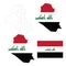Set of territories of the country with the flag of Iraq