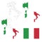Set of territories of the country with the flag of Italy