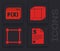 Set Test or exam sheet, Function mathematical symbol, Geometric figure Cube and Geometric figure Square icon. Vector