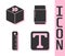 Set Text, Isometric cube, Ruler and Eraser or rubber icon. Vector