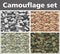 Set texture military camouflage repeat seamless army green hunting