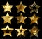 Set of textured gold stars