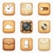 Set of textured wooden paper and leather app icons on rounded co