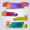 A set of Thanksgiving horizontal banners. Happy holidays sticker and label concept. Autumn harvest design template for advertiseme