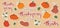 Set of Thanksgiving stickers. Collection of cute pumpkins and calligraphy