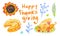 Set of Thanksgiving wax illustrations on white isolated background in doodle.A collection of textured,autumn